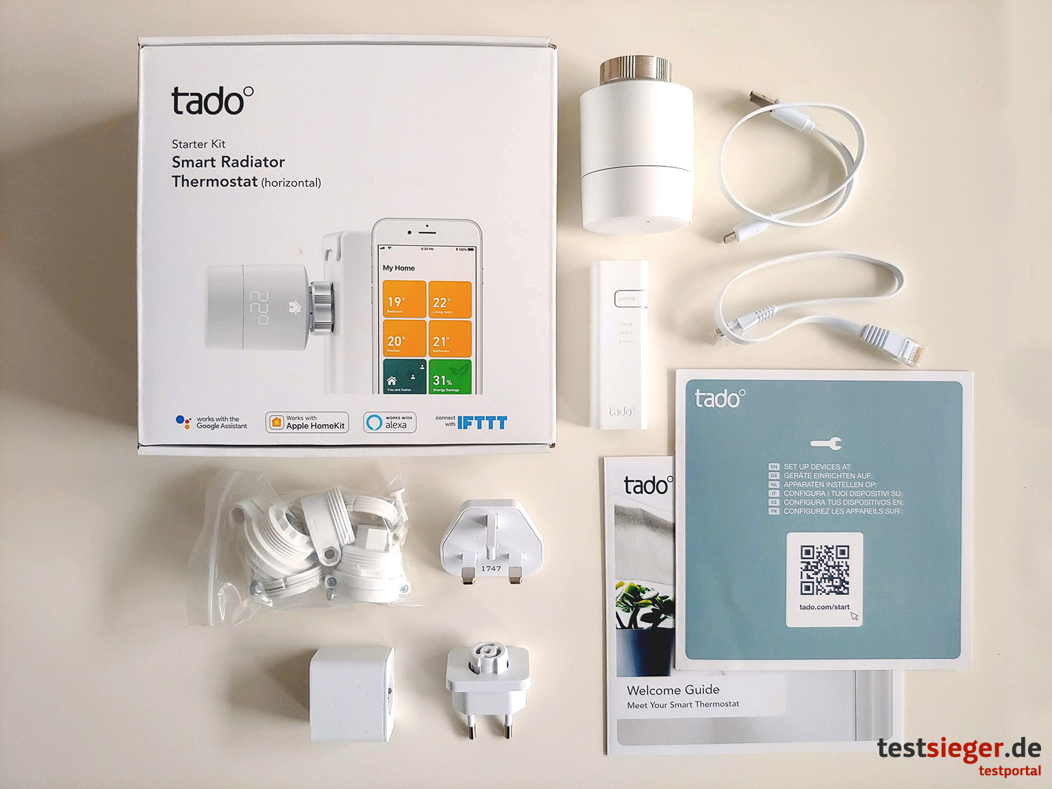 Smartes Heizkörper-Thermostat V3 (Starter Kit) tado + 2er Pack Smarte  Thermostate tado
