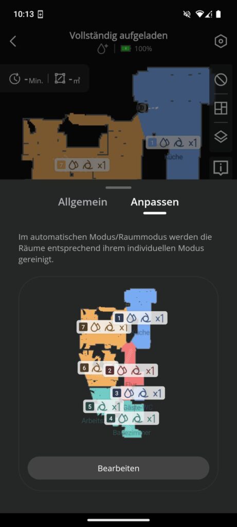 Screenshot der App des Eufy S1 Pro, die eine der vielen Einstellungsmöglichkeiten zeigt (Foto: Testsieger.de)