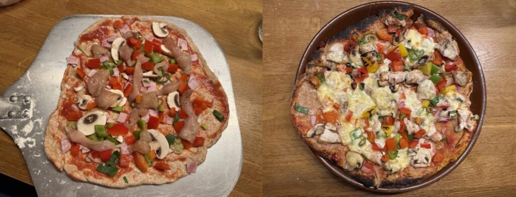 Vorher/Nachher-Bild der Ergebnisse einer Pizza aus dem Tony (Foto: Testsieger.de)